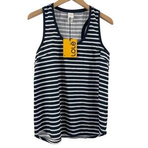 LOLE Tribeca Tank Top Size Small Galaxy Stripe Navy White Athleisure Gym NWT